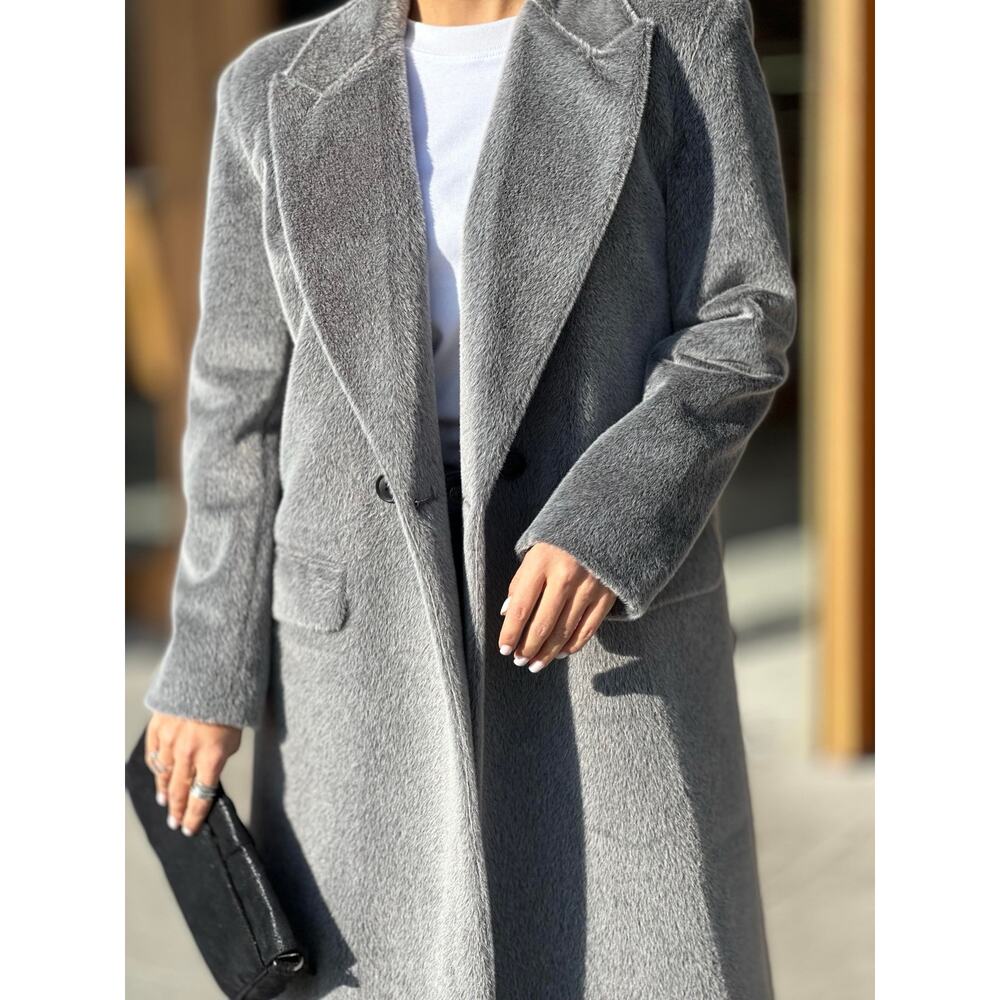 Gray Faux Fur Coat Women Luxury Soft Plush Jacket Elegant Outerwear - Picture 2 of 11